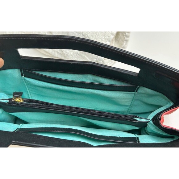 Oneoddbird Whippoorwill Leather Clutch Black With Gray And Pink Colorblocking - Picture 7 of 7